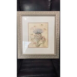 Cheri Blum Framed Art Print Medium Champagne Silver Cynara Floral Thistle